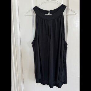 Versatile Sleeveless Black Top, Size Medium